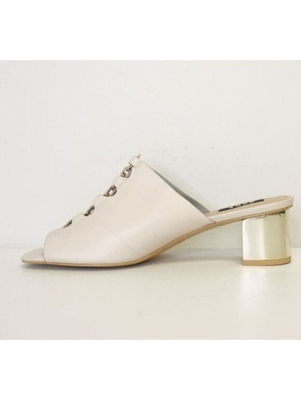 Stone Open Toe Mules Leather with Gold | DKNY | 8.5 | SKU204 - Picture 4 of 6